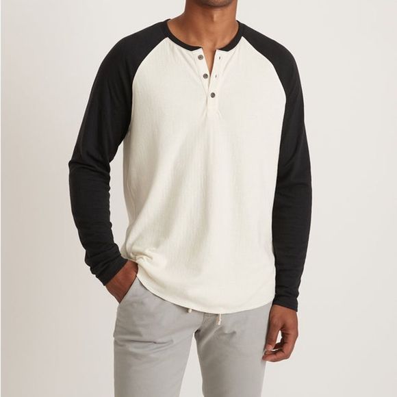 Marine Layer Other - Marine Layer Men’s Double Knit Long Sleeve Raglan Baseball Henley Shirt Size XL